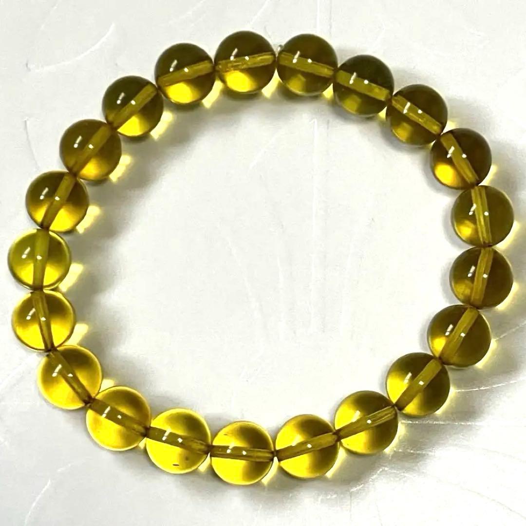 最終値❗️【新品】アンバー(天然琥珀)φ10mm玉ブレスレット　内径6.0cm