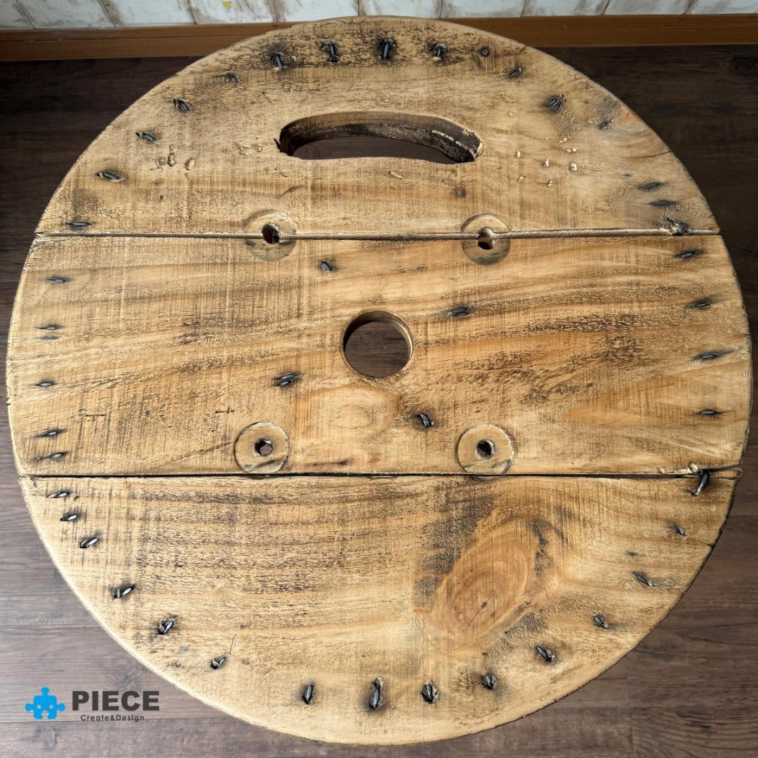 折り畳み ローテーブル 丸テーブル カフェ 木製 男前 インダストリアル②