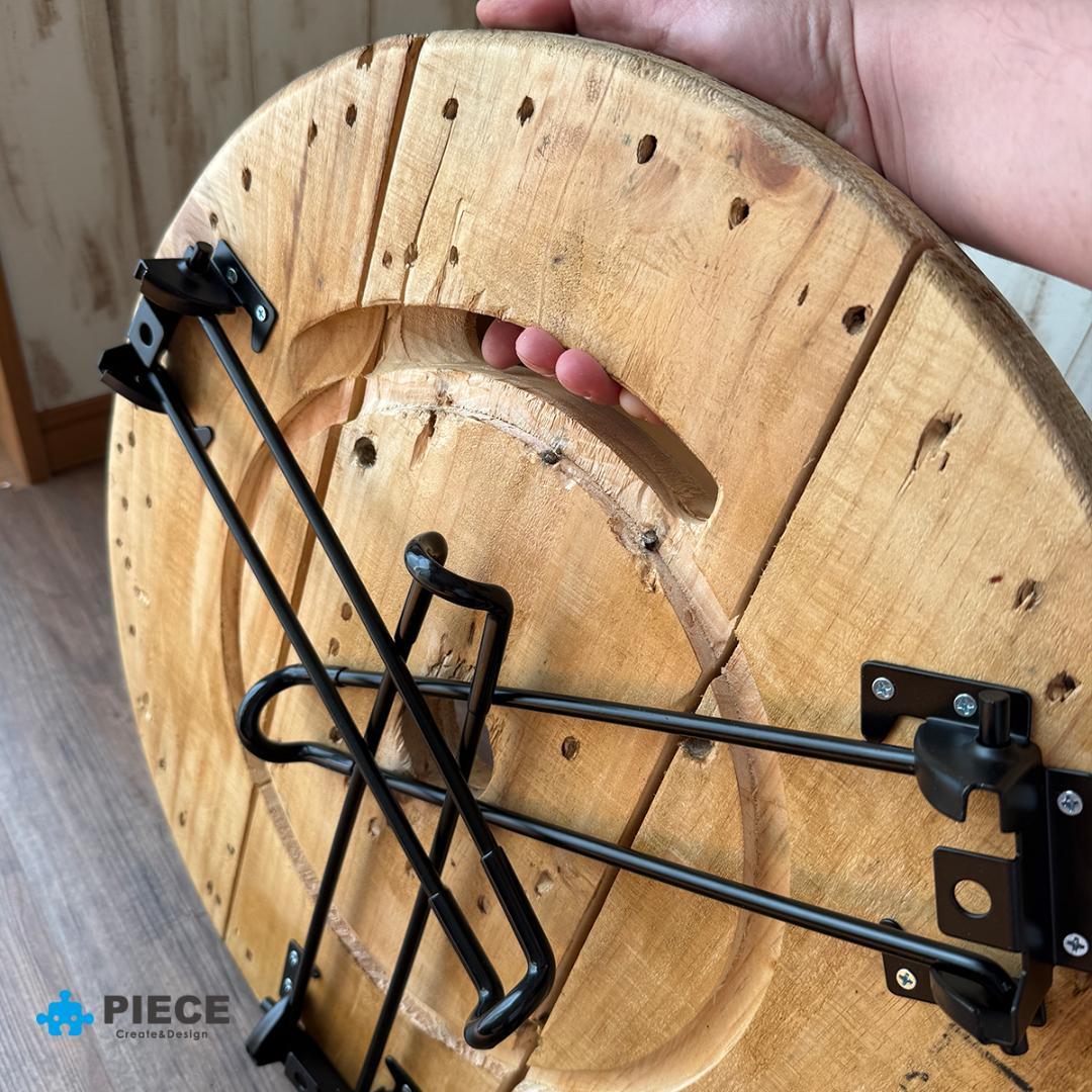 折り畳み ローテーブル 丸テーブル カフェ 木製 男前 インダストリアル②