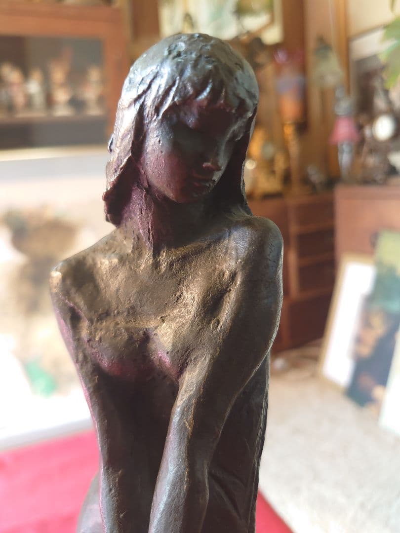 浦山一雄 『想い』K.URAYAMA ブロンズ女性像 西洋彫刻 オブジェ