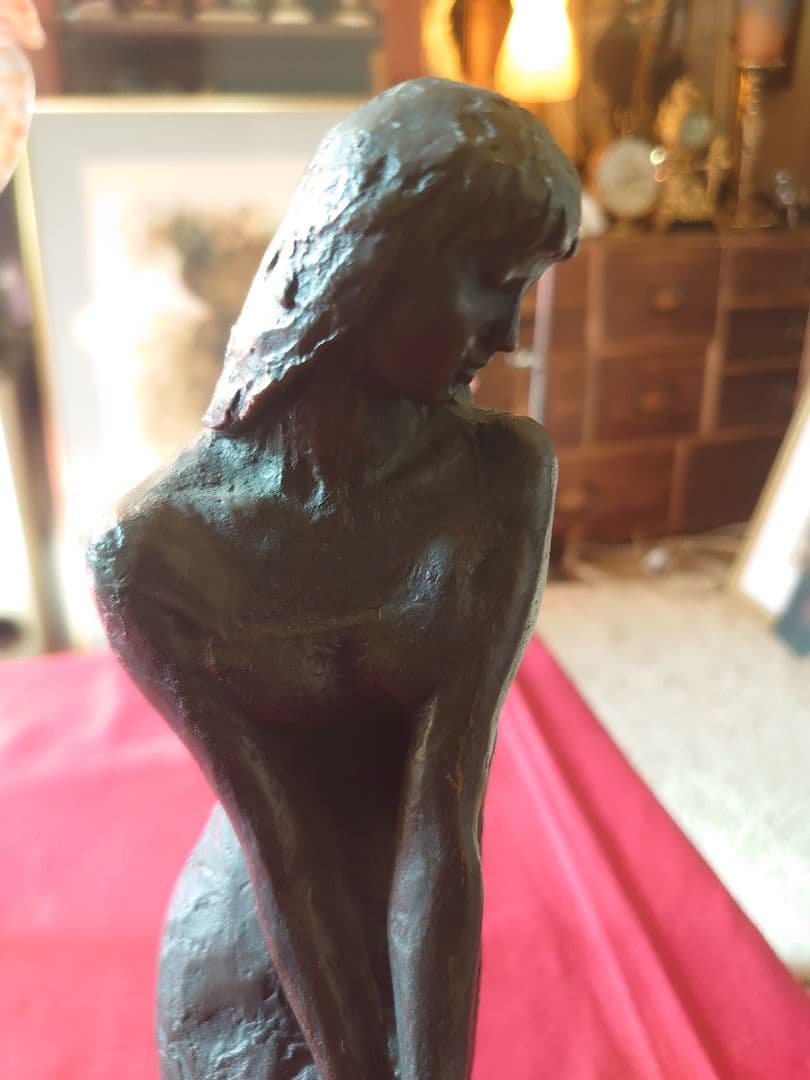 浦山一雄 『想い』K.URAYAMA ブロンズ女性像 西洋彫刻 オブジェ