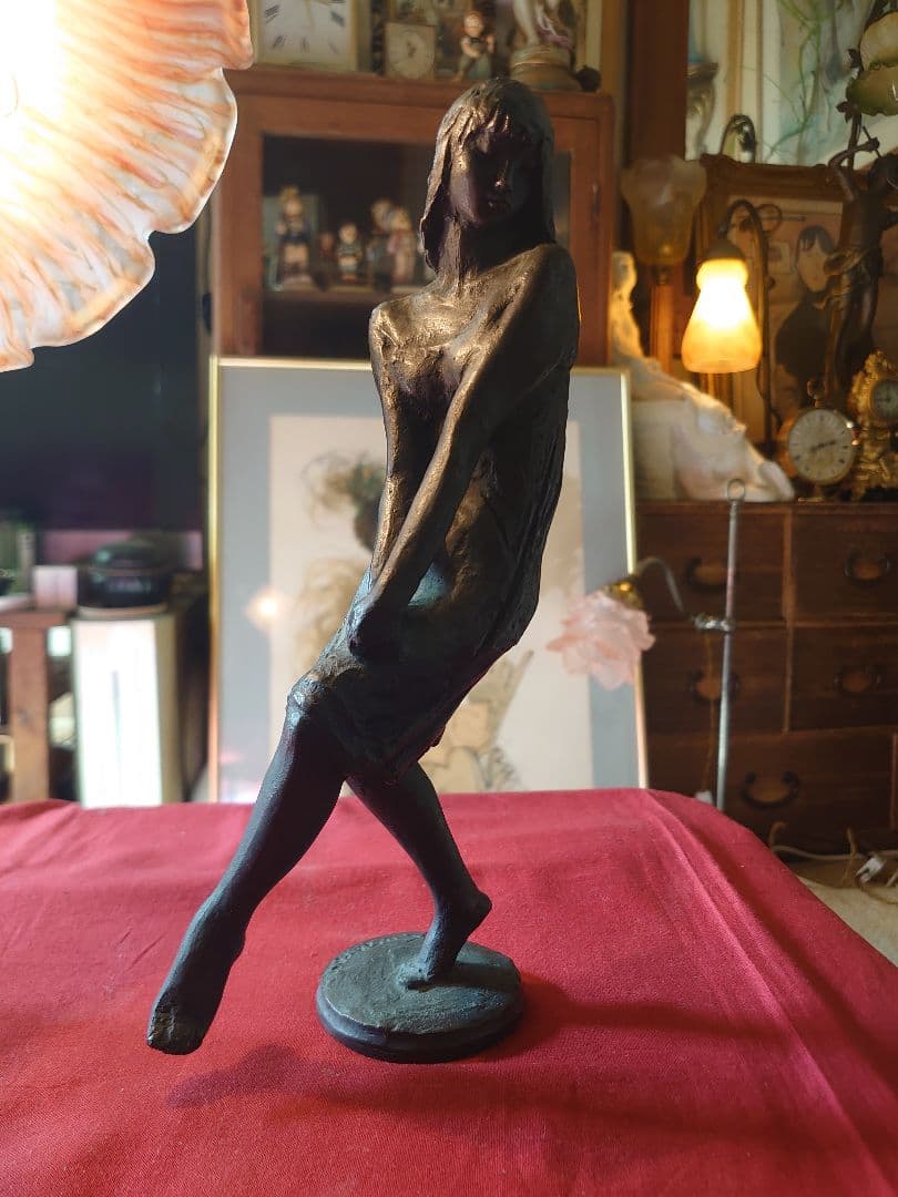 浦山一雄 『想い』K.URAYAMA ブロンズ女性像 西洋彫刻 オブジェ