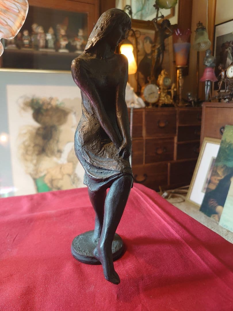 浦山一雄 『想い』K.URAYAMA ブロンズ女性像 西洋彫刻 オブジェ