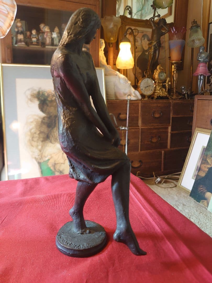 浦山一雄 『想い』K.URAYAMA ブロンズ女性像 西洋彫刻 オブジェ