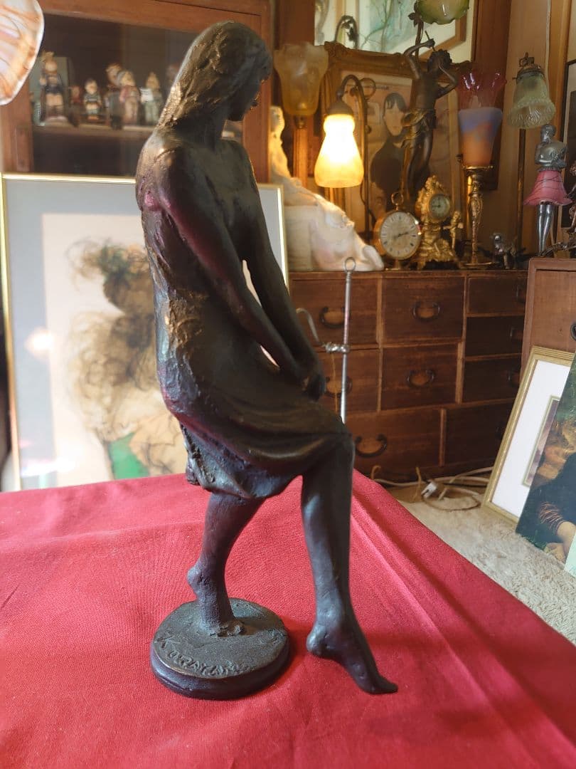 浦山一雄 『想い』K.URAYAMA ブロンズ女性像 西洋彫刻 オブジェ