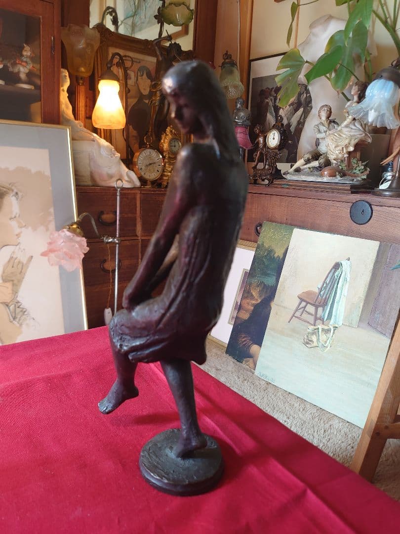 浦山一雄 『想い』K.URAYAMA ブロンズ女性像 西洋彫刻 オブジェ