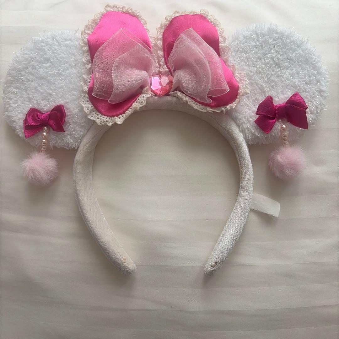 ディズニー　ミニー　カチューシャ　イヤリング　白