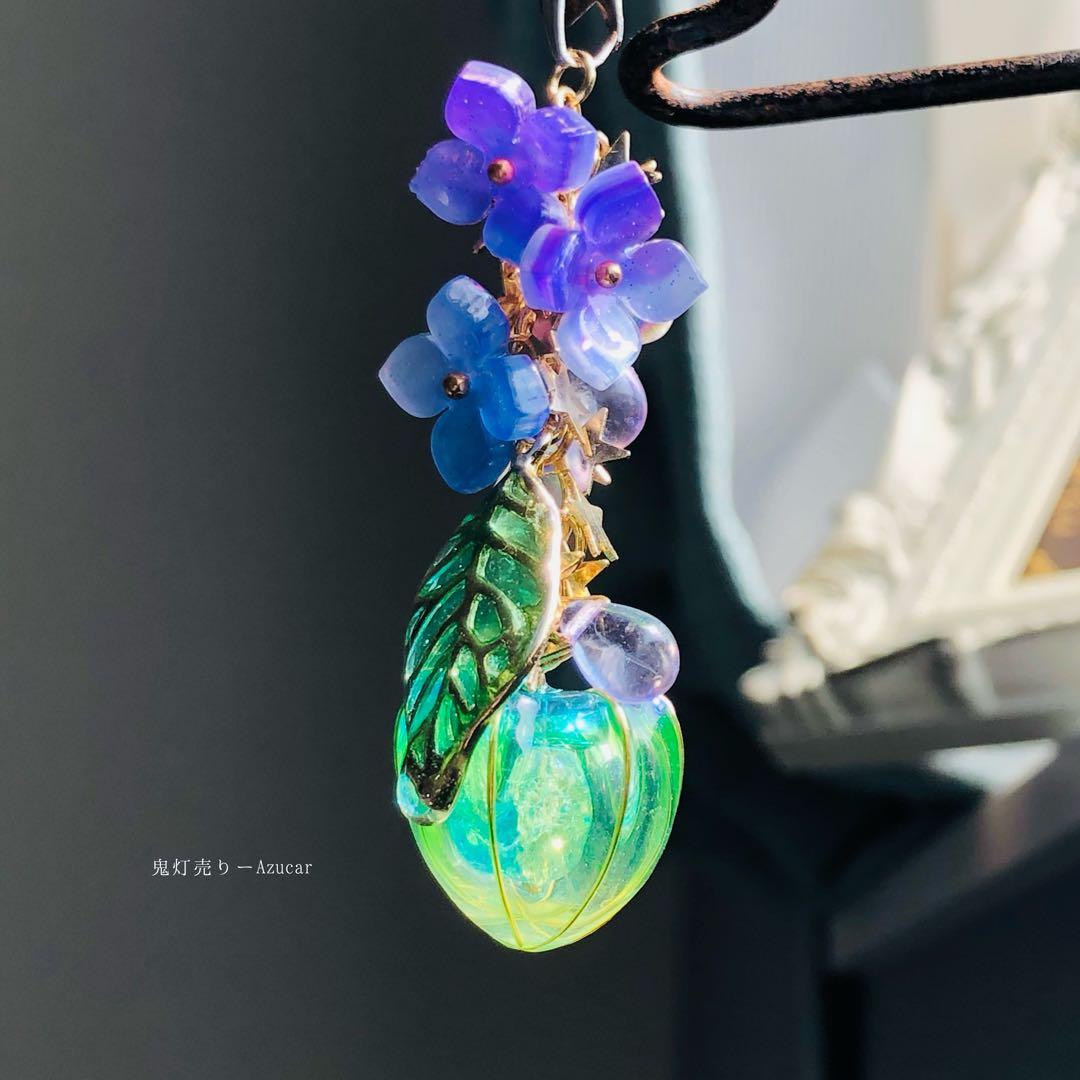 紫陽花と鬼灯の和風ネックレスor一本かんざし 和装小物