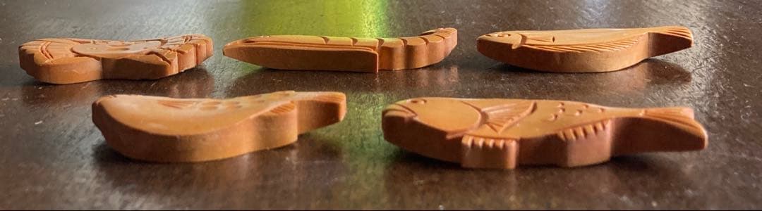 木製 海の生き物達の箸置き／皿／石のオブジェ／カルタ