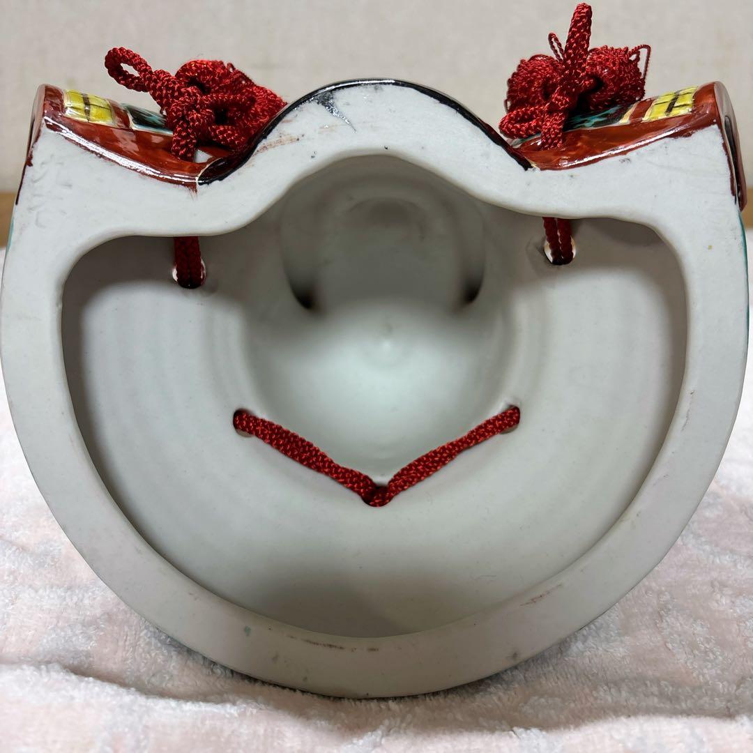 九谷焼　友山窯　金彩　6号兜・緑彩　鎧兜　兜　縁起物