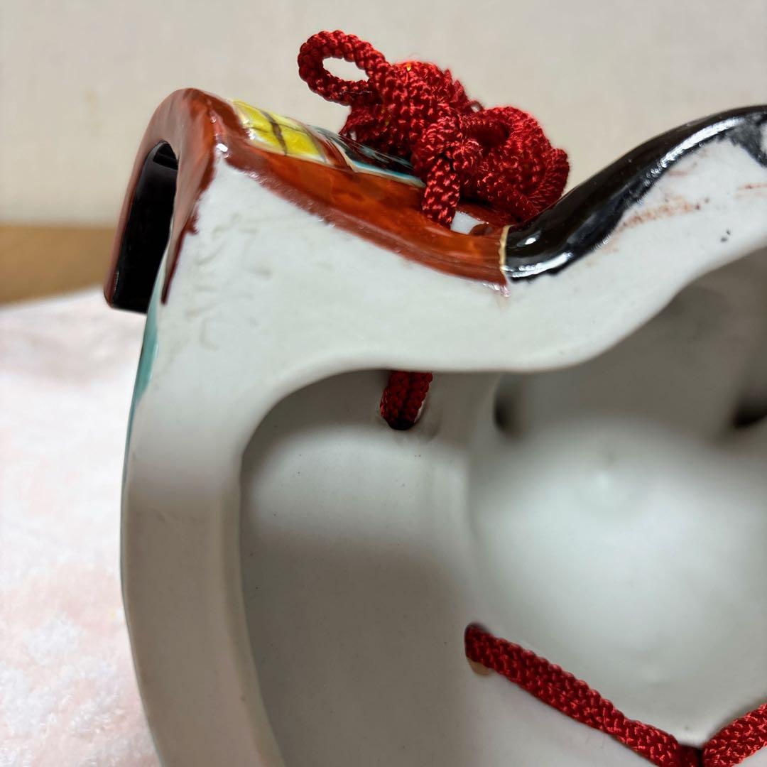 九谷焼　友山窯　金彩　6号兜・緑彩　鎧兜　兜　縁起物