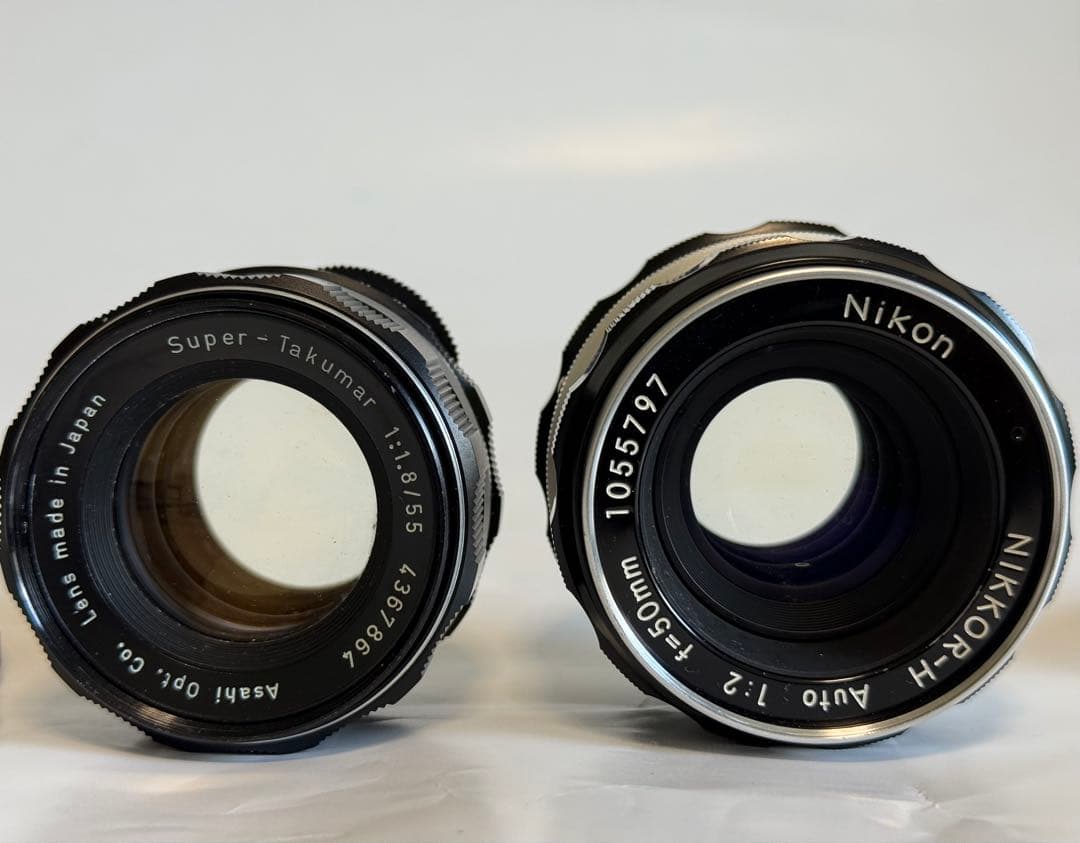 レンズ2本　Nikkor 50mm & Super-Takumar 55mm