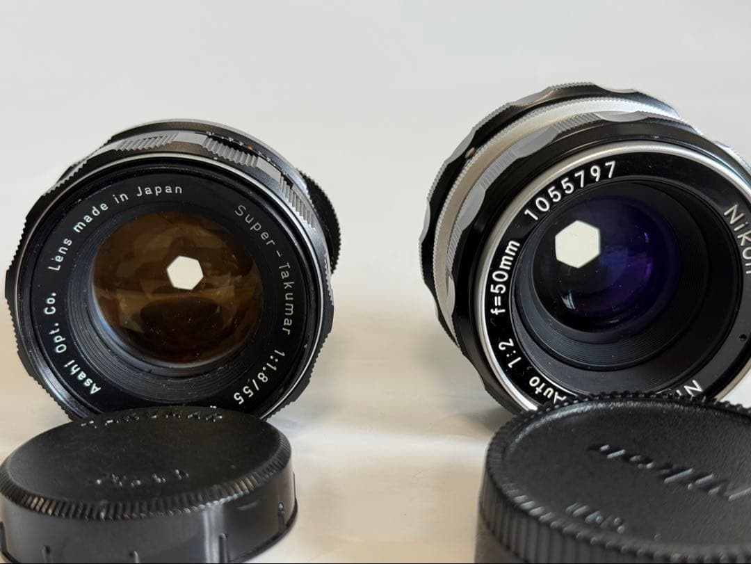 レンズ2本　Nikkor 50mm & Super-Takumar 55mm