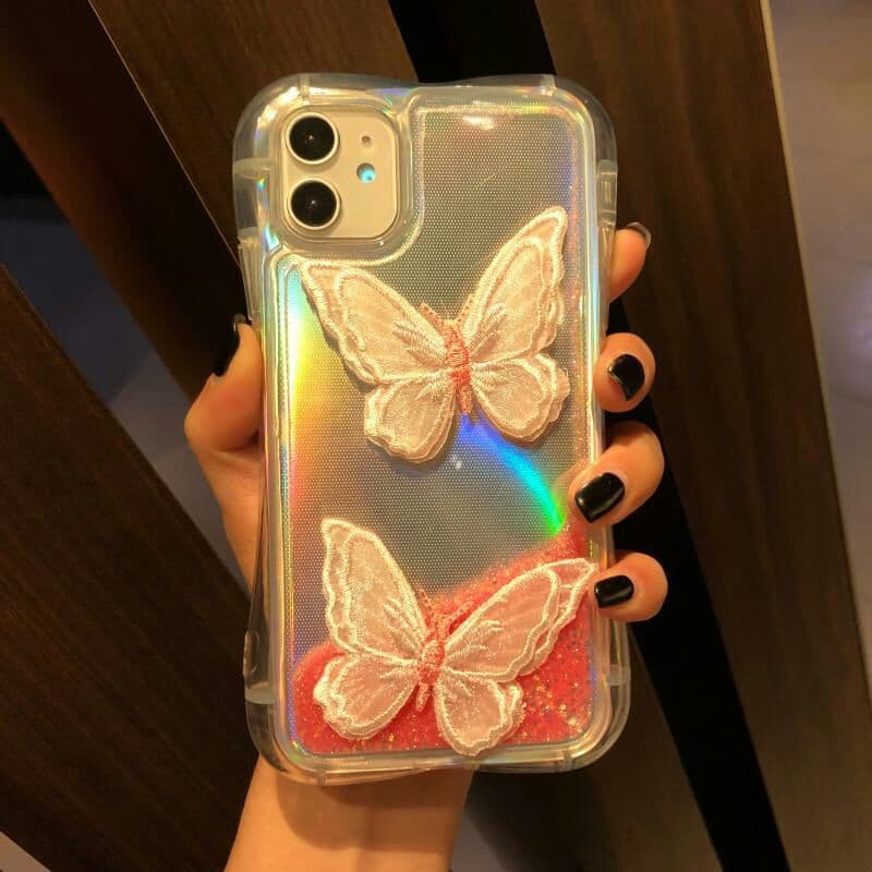 Vかわいい蝶はiphone12Pro MAX/x/xs/xrハンドケース7/8