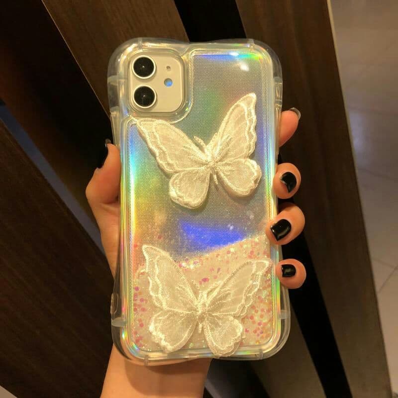 Vかわいい蝶はiphone12Pro MAX/x/xs/xrハンドケース7/8