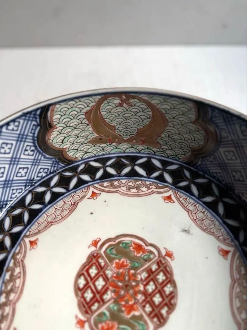 639 骨董 アンティーク 古伊万里 染付 豪華絢爛 色絵鉢 幕末 正月 おせち