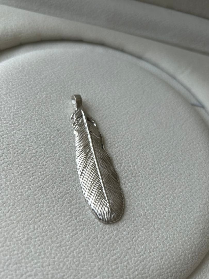 純銀/シルバー 99.9/羽根 /ペンダント 約8cm/フェザー/アートクレイ