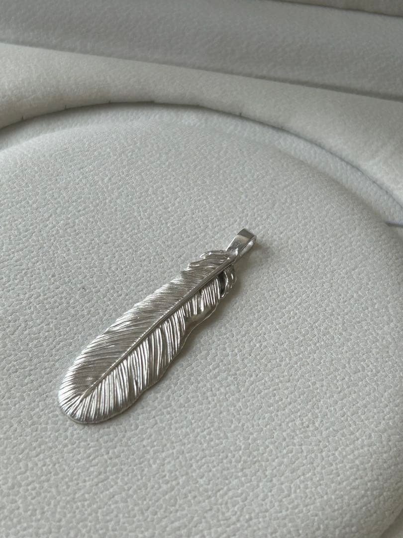 純銀/シルバー 99.9/羽根 /ペンダント 約8cm/フェザー/アートクレイ