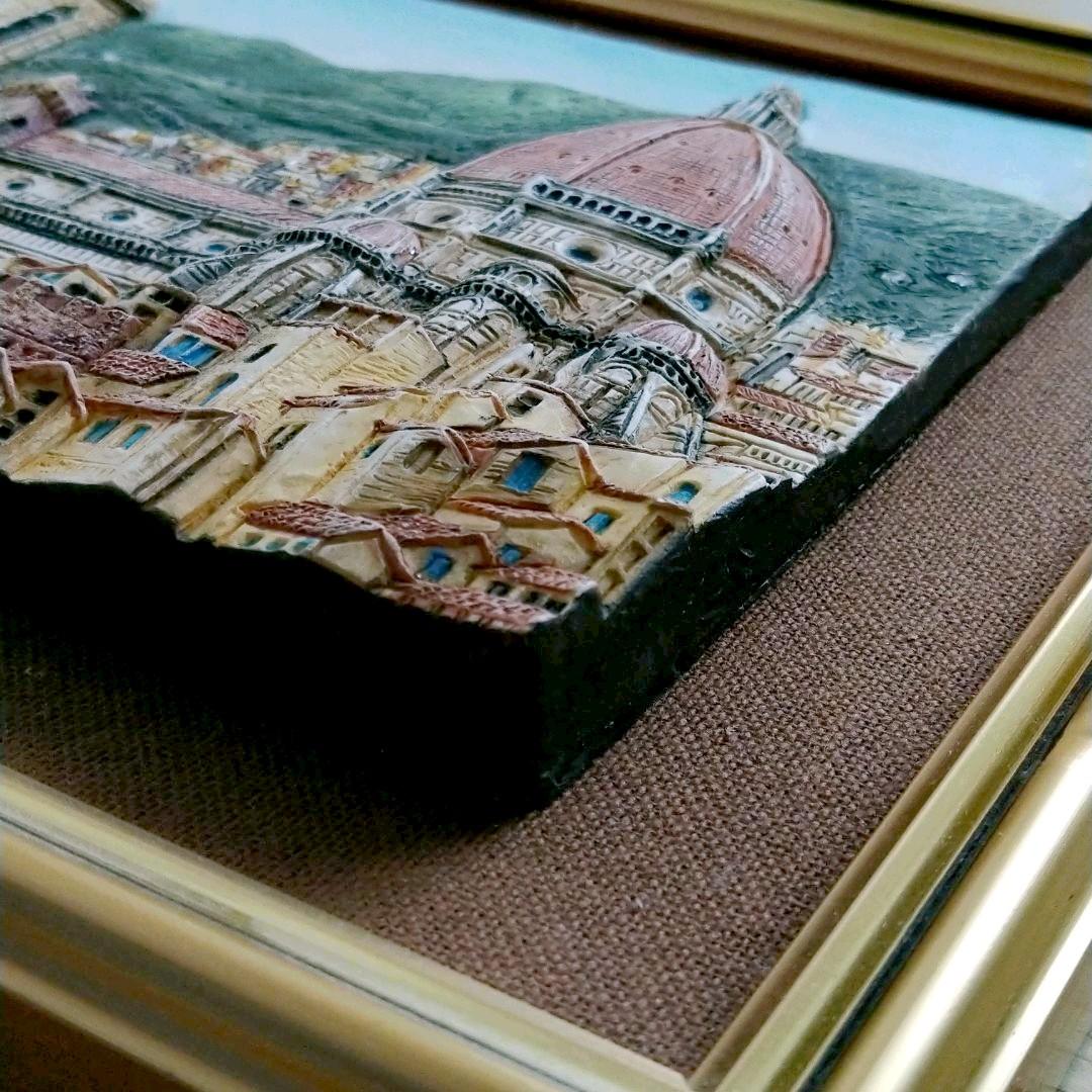 【立体絵画 Le vie d Itaria】イタリア製 ミラノ 彫刻絵画