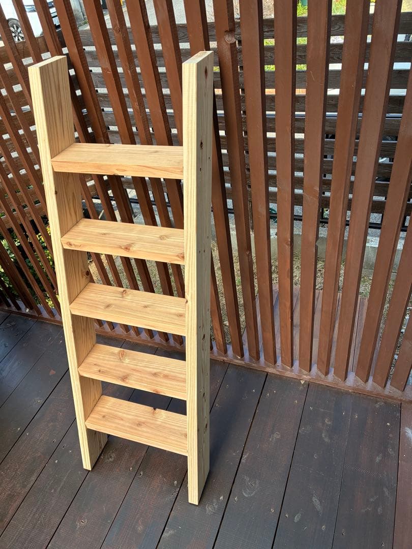 ラダーラック 5段 木製 無垢材 スリム 棚 おしゃれ 北欧 ナチュラル壁面収納