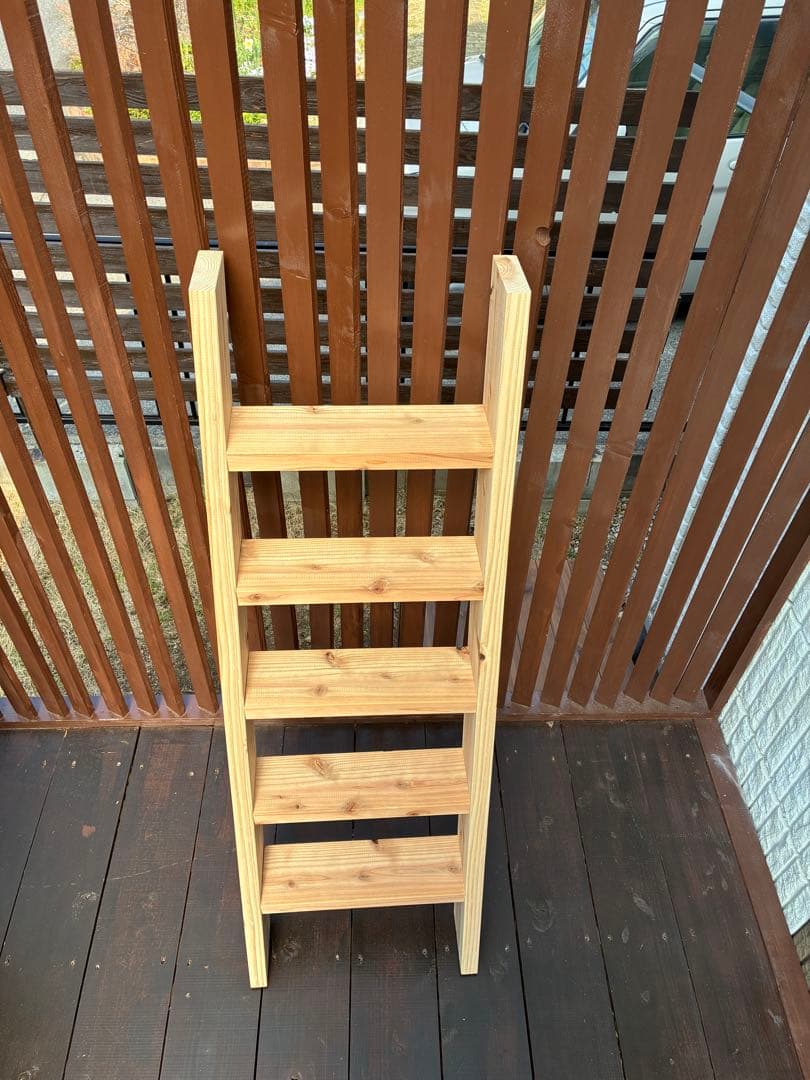 ラダーラック 5段 木製 無垢材 スリム 棚 おしゃれ 北欧 ナチュラル壁面収納