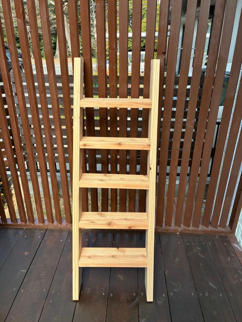 ラダーラック 5段 木製 無垢材 スリム 棚 おしゃれ 北欧 ナチュラル壁面収納