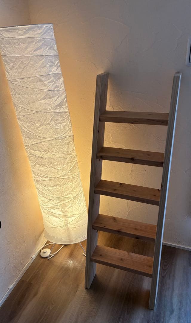 ラダーラック 5段 木製 無垢材 スリム 棚 おしゃれ 北欧 ナチュラル壁面収納