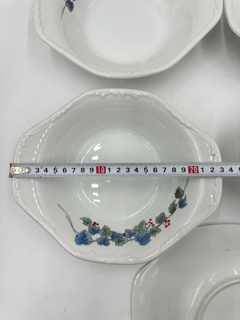 オールド深川製磁　耳付楕円　ぶどう絵皿　5枚組