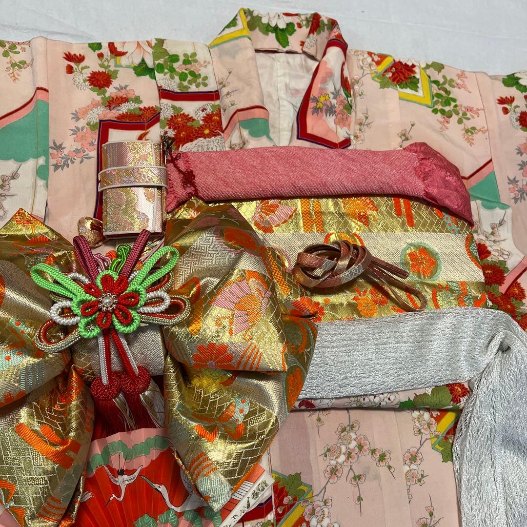 七五三　ハーフ成人式　ピンク　正絹　アンティーク　大正ロマン　花柄