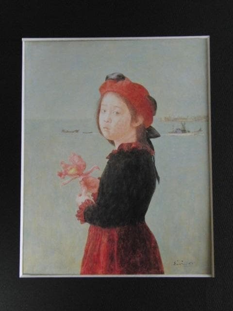 大津英敏、【帰船】、希少な大判額装用画集より、美品、日本人画家、新品額装付