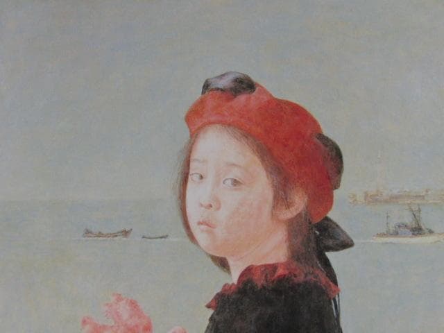 大津英敏、【帰船】、希少な大判額装用画集より、美品、日本人画家、新品額装付