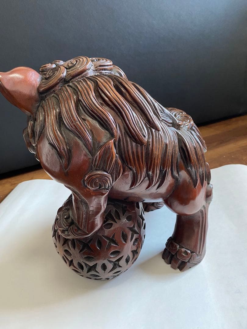 獅子 彫刻 木製獅子像 家の御守り 中国芸術品