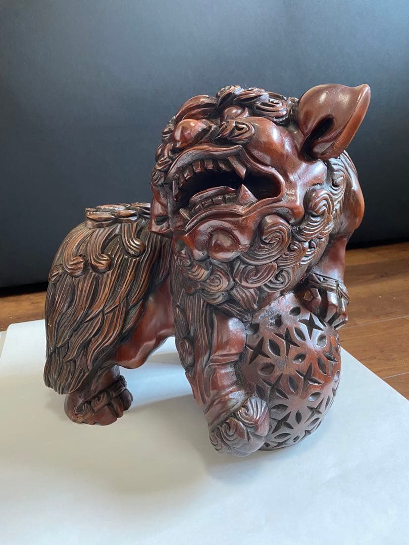 獅子 彫刻 木製獅子像 家の御守り 中国芸術品