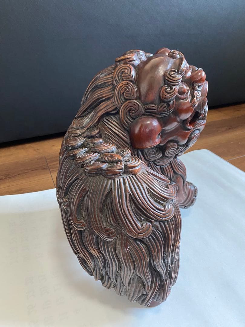 獅子 彫刻 木製獅子像 家の御守り 中国芸術品