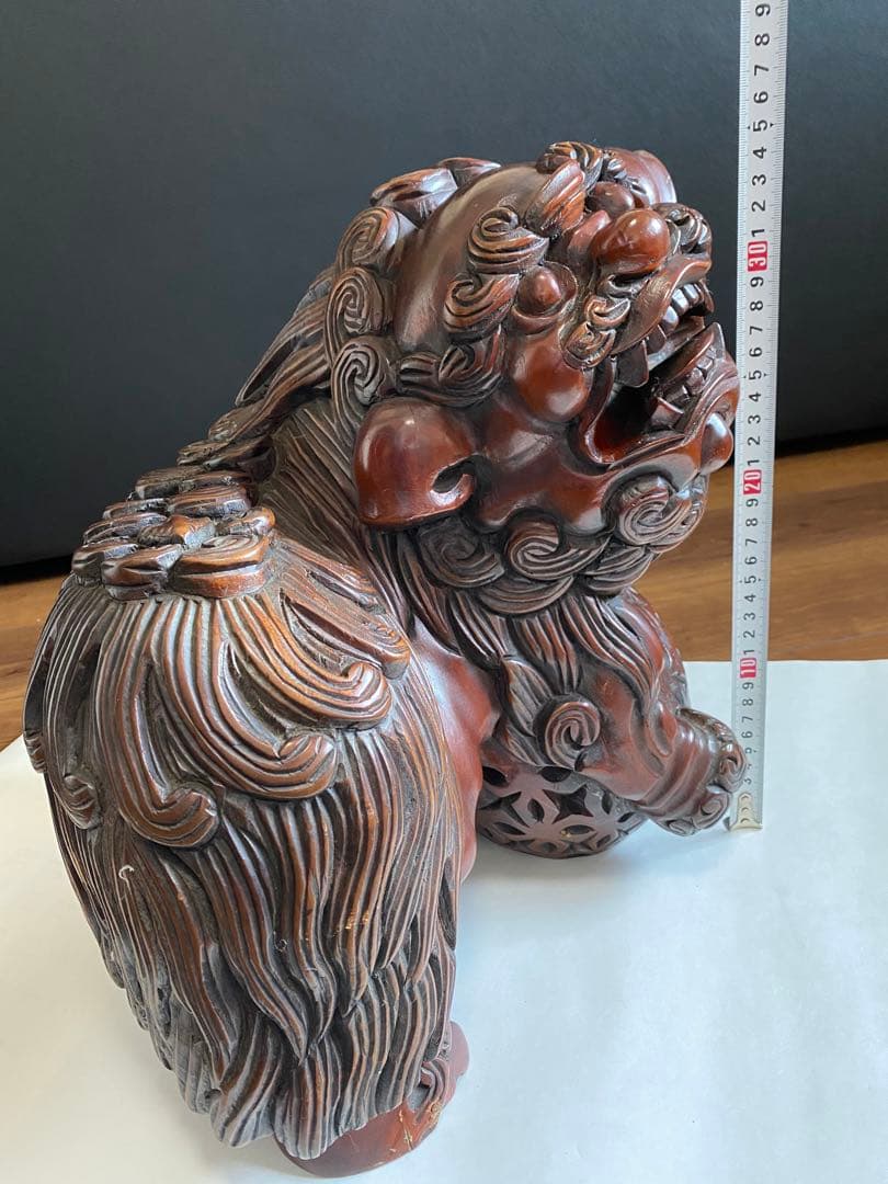 獅子 彫刻 木製獅子像 家の御守り 中国芸術品