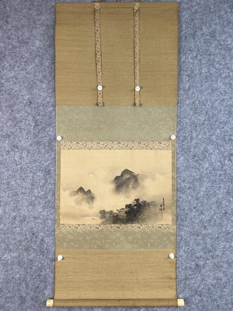 a*o様 垣内雲嶙(りん)『月松図』横物 四条派 飛騨国高山生まれ 塩川文麟師事