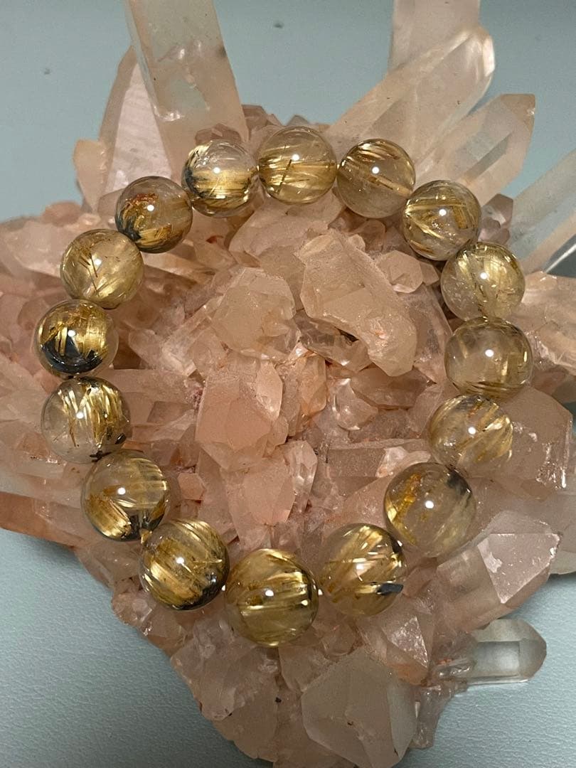 宝石鑑別書付き！太陽☀️花　ゴールドタイチンルチルクォーツ