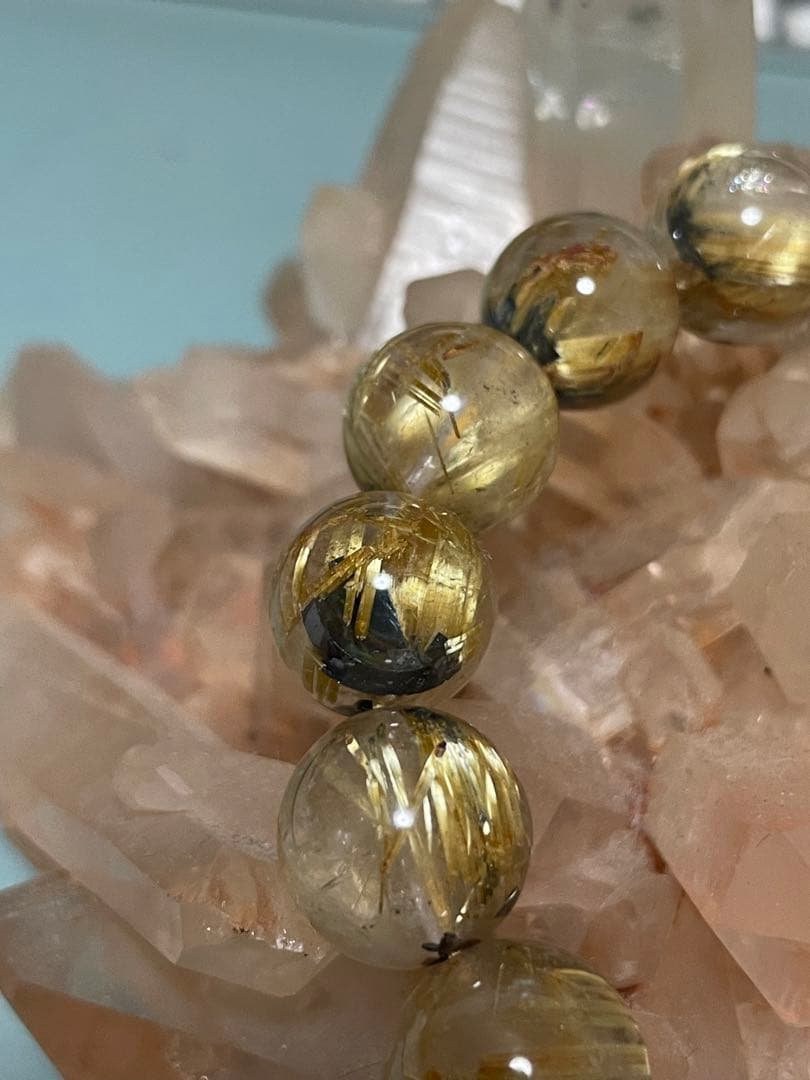 宝石鑑別書付き！太陽☀️花　ゴールドタイチンルチルクォーツ
