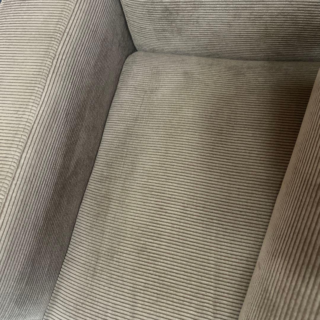 【最終値下】LOWYA 2.5人掛けソファ　モカ　コーデュロイ　天然木脚