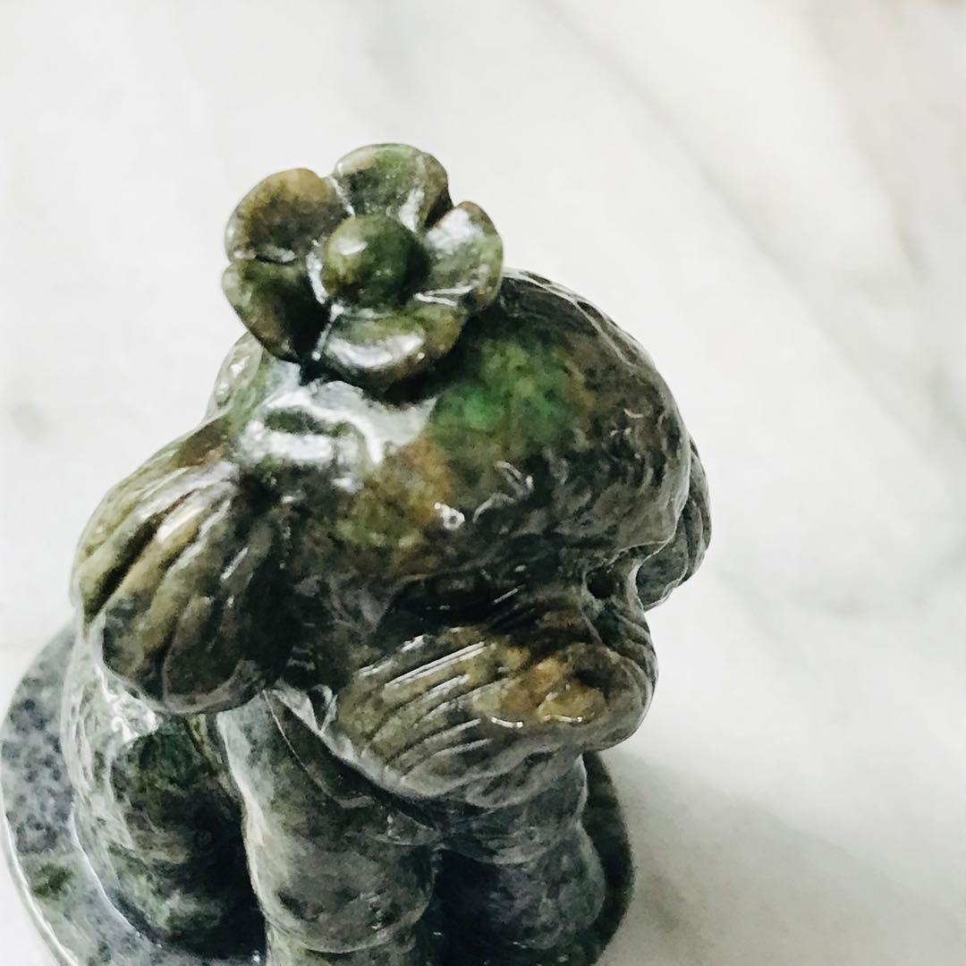 [O130-001］翡翠　インテリア　オブジェ　ミャンマー産　トイプードル