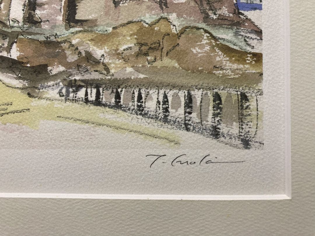 俳優 榎木孝明 リトグラフ 版画「紺碧の空に（フォロローマノ）」 サイン 新額装