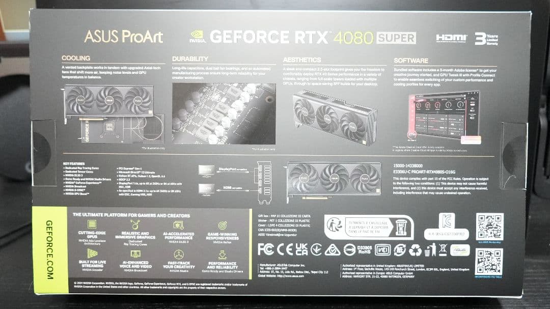 グラフィックボード・グラボ・ビデオカード ASUS ProArt GeForce RTX 4080 Super 16GB
