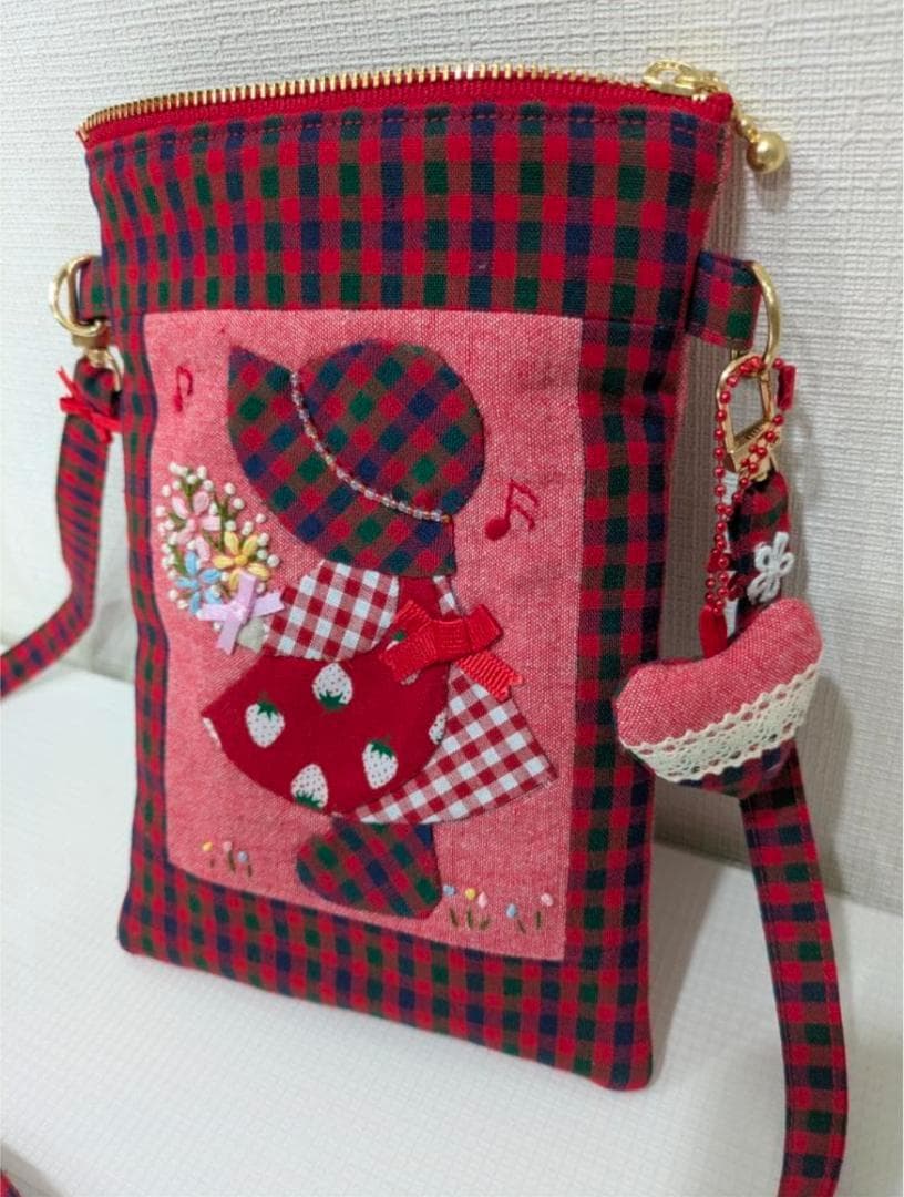 ハンドメイド品　キラキラお帽子スーちゃんポシェット&保冷ペットボトルケース