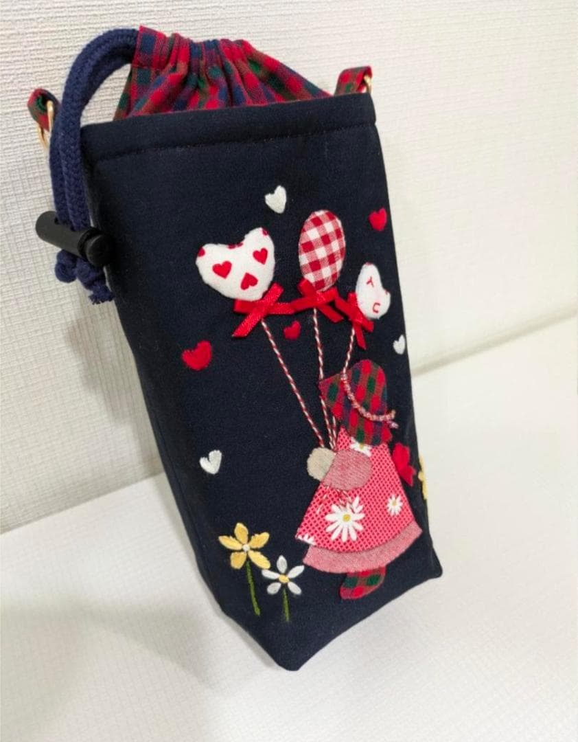 ハンドメイド品　キラキラお帽子スーちゃんポシェット&保冷ペットボトルケース