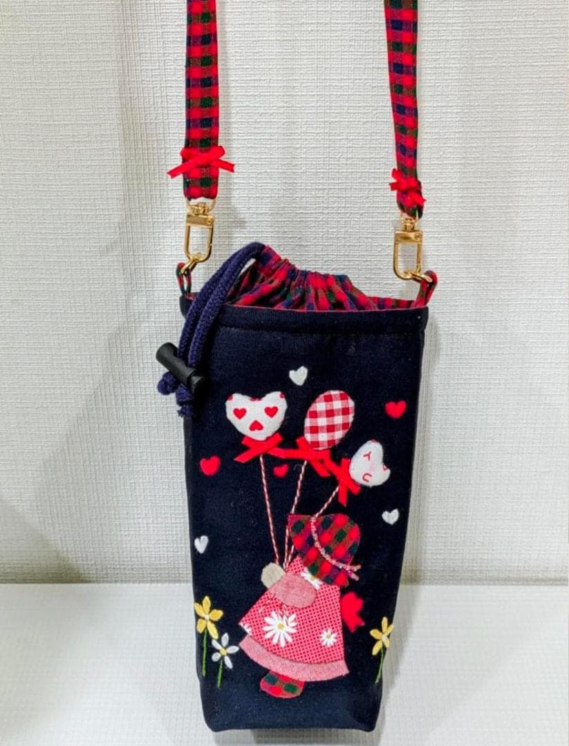 ハンドメイド品　キラキラお帽子スーちゃんポシェット&保冷ペットボトルケース