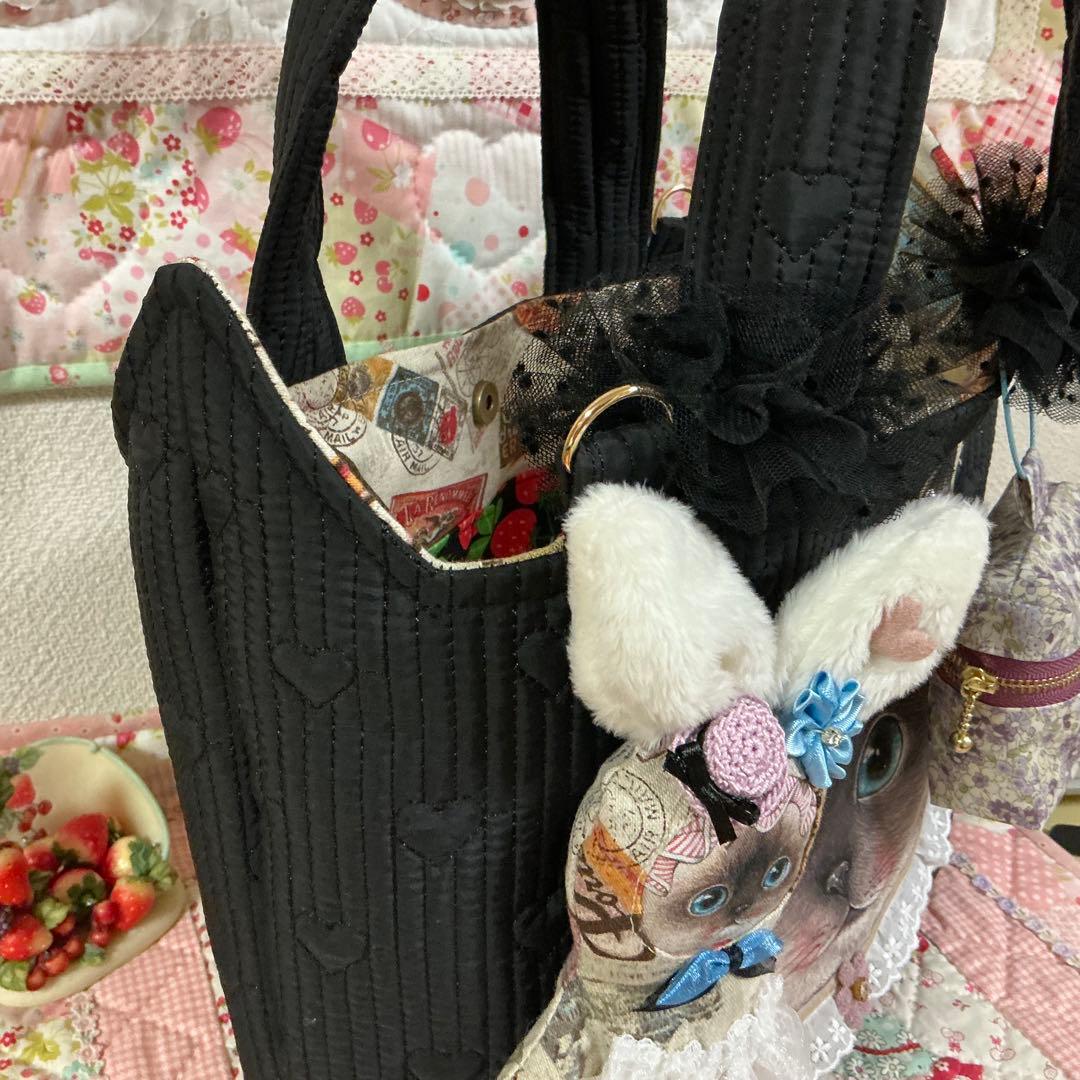 も*ん様 ネコ耳トートバッグ❣️ヌビ生地❣️ミニバニティ付❣️着ぐるみリトルサン