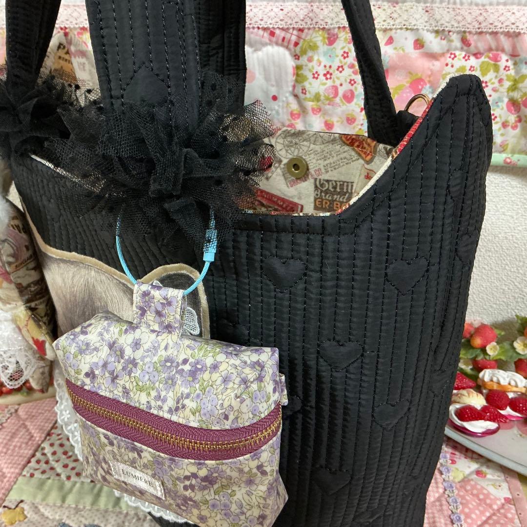 も*ん様 ネコ耳トートバッグ❣️ヌビ生地❣️ミニバニティ付❣️着ぐるみリトルサン