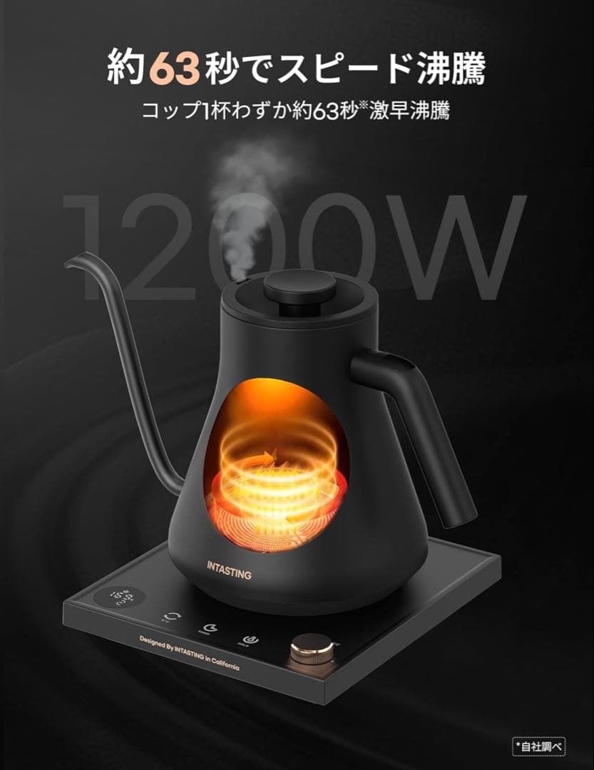 電気ケトル コーヒー 1°C単位の温度調節 コーヒー ケトル 細口ドリップ