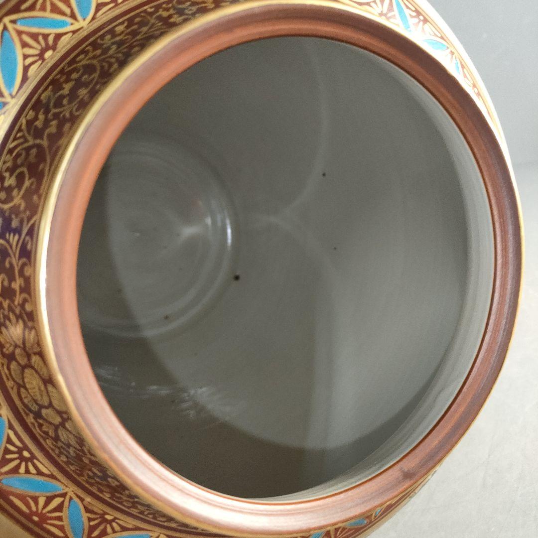 A1318-4/九谷焼/錦水 造/金彩色絵花鳥図花瓶/花器/花入/華道具/飾壷/