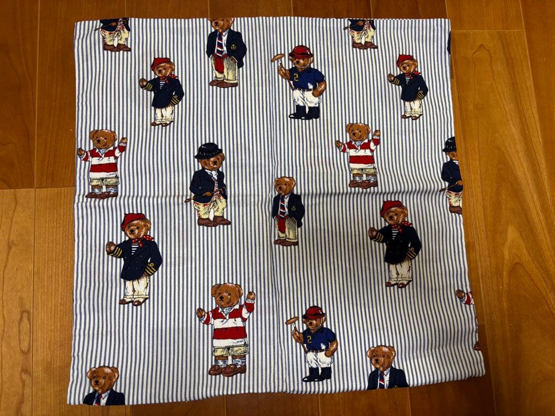 ラルフローレン ベア クッションカバー スローピロー ストライプ柄